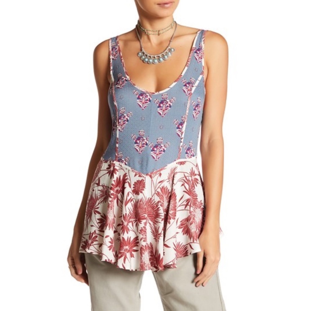 NEW Free People Mixed Print Boho Cami Tank Top